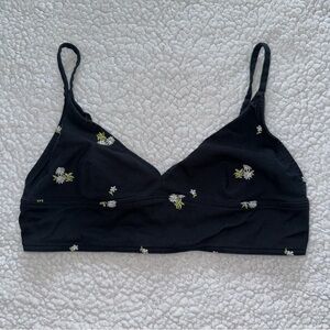 Urban Outfitters bralette crop top cami black white embroidered flowers floral L